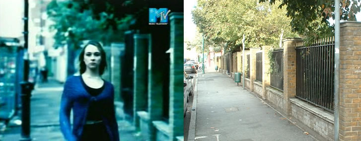 Park railing and surroundings in the video and same location September 2006