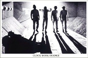 The scene out of Clockwork Orange where the gang meets the homeless man.