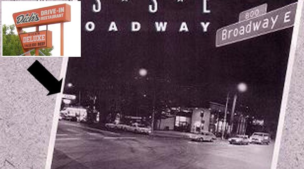 The sign of Dick's drive-in shows in the top left corner of the image.