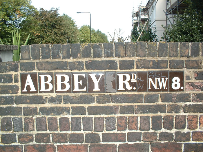 Old fashioned street sign from Abbey Road in 2007