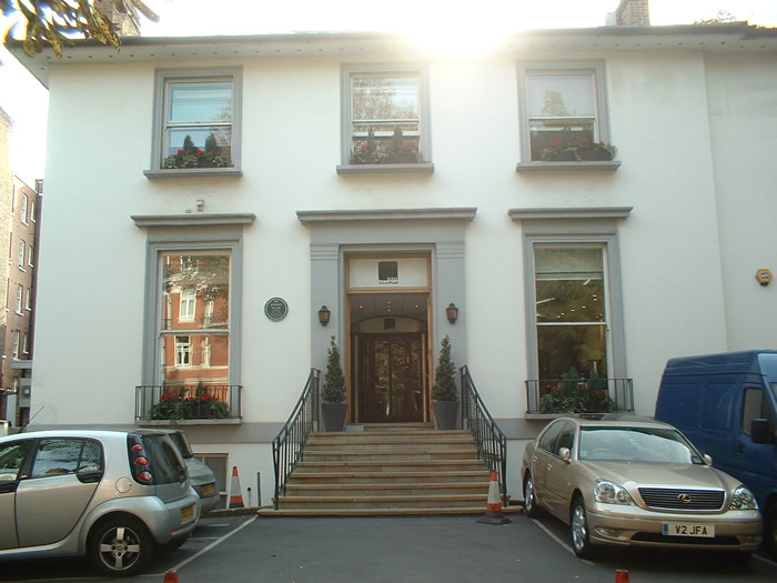 Abbey Road studios entrance, on the left hand side of the entrance there is a commemorative plaque.