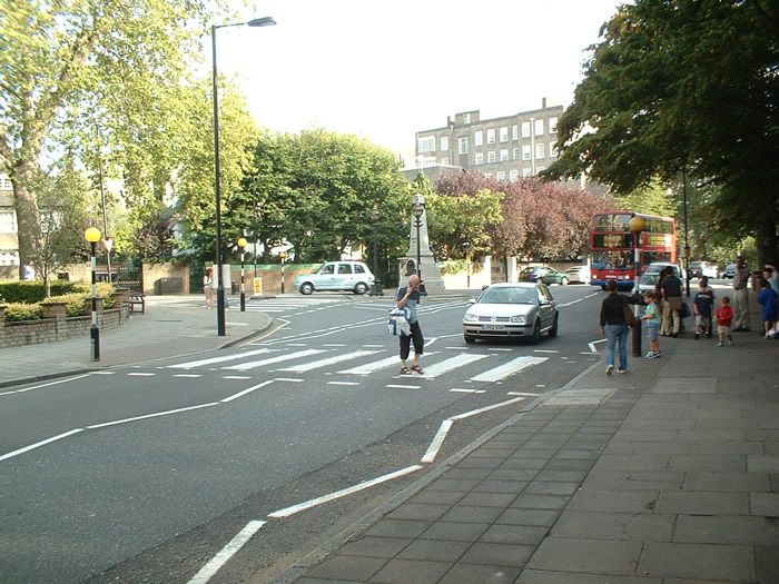 The famous crossing as seen from outside the studio gates.