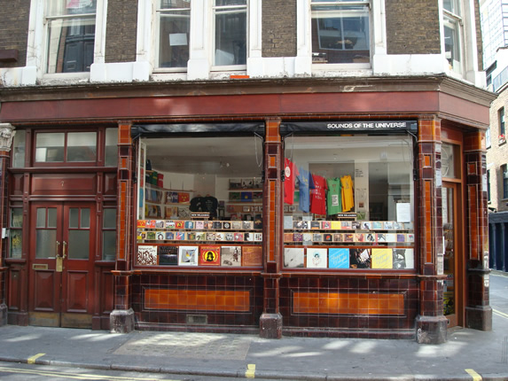 In the present day occupied by the record shop 'Sounds of the Universe'