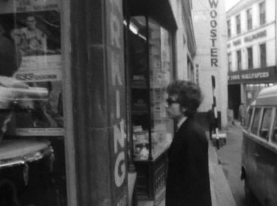 Bob Dylan visiting Denmark Street in 1965, from the film "Dont look back"