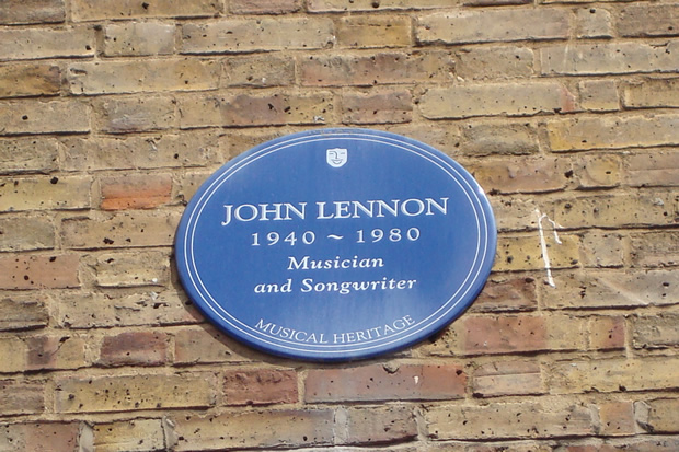 Close up of Musical heritage plaque honoring John Lennon